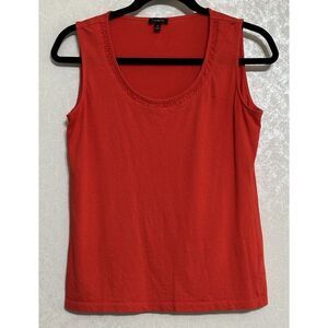 Talbots Solid Red Tank Top‎ Scoop Neck Soft Cotton Blend Sleeveless Blouse Sz S
